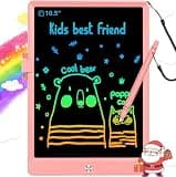 BUKEBU LCD Writing Tablet Doodle Board,10.5 inch Colorful Drawing Pad,Electronic Drawing Tablet, Drawing Pads,Travel Gifts for Kids Ages 3 4 5 6 7 8 Year Old Girls Boys (Pink)