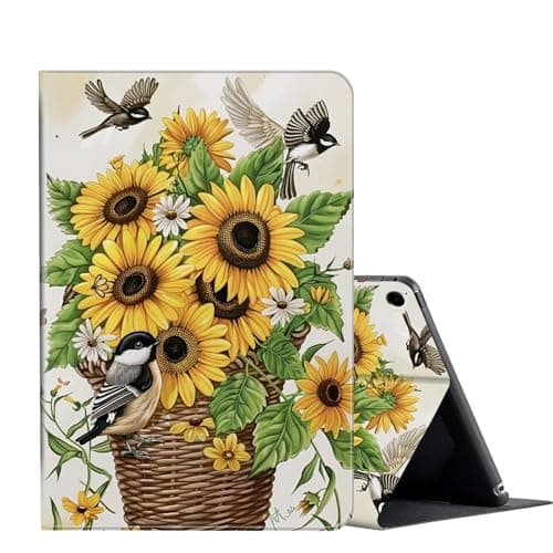 for Samsung Galaxy Tab A9 Plus Case (11 inch-2023 Model SM-X210/X216/X218),PU Leather Slim Folio Stand Cover Case for Samsung Tablet A9+/A9 Plus 5G,Auto Sleep/Wake-Sunflower Basket & Chickadees