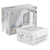 MSI MAG A1000GL PCIE5 White, Fully Modular Compact Gaming 1000W Power Supply, 80+ Gold, ATX 3.1 & PCIe 5.1 Ready, Native Dual-Color 12V-2x6 Cable, Low-Noise, Embossed Jacket Cables, 10 Year Warranty