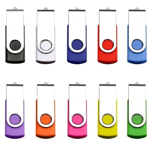 Flash Drive USB 2.0 10 Pack Swivel Blank Memory Stick Pnstaw Bulk Thumb Drive Pen Drives Jump Drive for Data Storage, File Sharing(10 Pack,Multi-Color) (10, 128, MB)