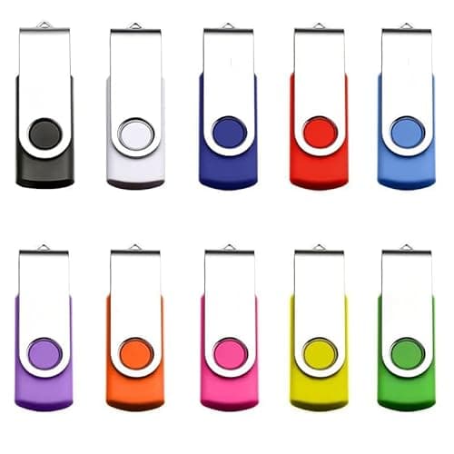 Flash Drive USB 2.0 10 Pack Swivel Blank Memory Stick Pnstaw Bulk Thumb Drive Pen Drives Jump Drive for Data Storage, File Sharing(10 Pack,Multi-Color) (10, 128, MB)