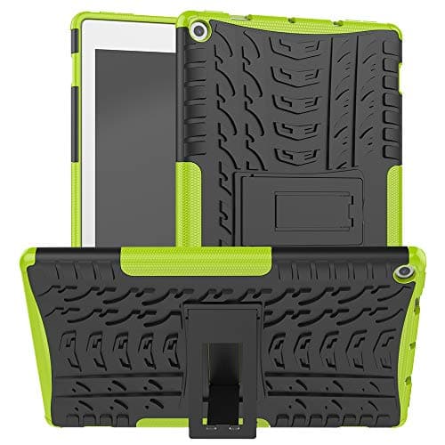 Case Amazon Fire HD 10 (10.1 Inch Tablet, 9th Generation/2019 Release, 7th Generation/2017 Release), PC + Silicone 2-in-1 360 Degree Shockproof Cover/Heavy Duty Tough Armor/Kickstand-Green