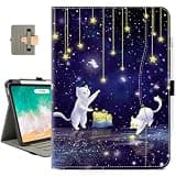 Vimorco for iPad Pro 11-inch Case M5/M4 2025/2024, for iPad Pro Case 11 Inch M5/M4 Pencil Holder/Hand Strap/Pocket/Screen Protection Band, 3 Adjustable Angles, Auto Sleep/Wake, Cat Magical Starry Sky