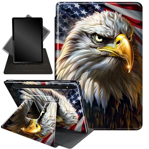 Case for Samsung Galaxy Tab S8/Tab S7 11 Inch (Model SM-X700/X706/T870/T875/T878),360 Degree Rotating Stand Smart Protective Case for Galaxy Tab S8 / S7 Tablet 2022/2021,American Flag Eagle