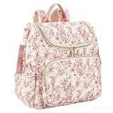KCWVSIE Floral Quilted Diaper Bag Backpack, Large Capacity Puffy Backpack for Mom, Cute Multi-Pocket Travel Bag