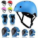 Kids Bike Helmet Adjustable Toddler Helmets for Kids 2-3-5-8/8-14 Years with Knee Elbow Wrist Pads for GirlsBoys Youth Skateboard Bicycle Helmet for Scooter Roller Skating Balance Bike