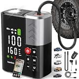 Tire Inflator Portable Air Compressor, SuperBars 3X Faster Air Pump with APP, 160PSI 48LPM Electric Tire Pump with 10400mAh Battery, 45W Faster Charging, Tire Inflator for Car SUV Pickup RV MPV Truck