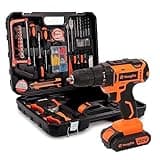 Yougfin Tool Kit with Drill 20V Cordless Power Drill with 2 Batteries & Charger Drill Sets Combo Kit for Men 114 pcs Household Hand Tools for Home Apartment Dorm Repair Orange & Black