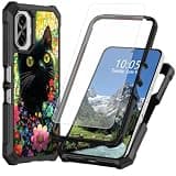 DIGTIALL for TCL K70 5G Phone Case,Flower Blossom Black Cat