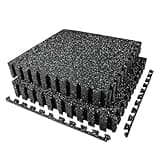 AIRHOP 0.56in Thick 48 Sq Ft Exercise Equipment Mats, 12 Tiles Upgraded Rubber Top with High Density EVA Foam, Large Interlocking Puzzle Gym Flooring for Home Gym, Heavy Weight Workout, 24 x 24in