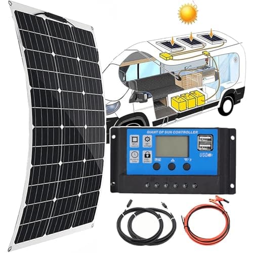 MDYHY 150 300 450 600W Solar Panel Kit, 30° Flexible Monocrystalline Solar Panel, with 40A Controller, for 12V Battery Charging, for Rooftop, Rv, Caravan, Boat, Irregular Surfaces,150W