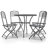 KGHFDVB 5 Piece Patio Dining Set with Expanded Metal Mesh Anthracite and Folding Chairs for Outdoor Use