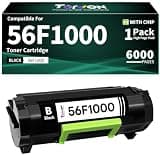Torvon 56F1000 Toner Cartridge Black Replacement for Lexmark 56F1000 Compatible with MS321 MX321 MS421 MX421 MS521 MX521 MS622 MX622 MX522 MS621 Printers(6000 Pages)