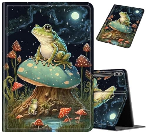 BVCLKJPOI Frog Mushroom Case for Samsung Galaxy Tab S10 Ultra/Galaxy Tab S9 Ultra 14.6", Smart PU Leather Stand Cover with Soft TPU Back, Auto Sleep/Wake for Teens Kids