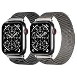 2 Pack Milanese Loop Bands Compatible with Apple Watch 38mm 40mm 41mm 42mm 44mm 45mm 46mm 49mm, Stainless Steel Magnetic Mesh Strap for iWatch Series 11/10/9/8/7/6/5/4/3/2/1 SE Ultra Women Men