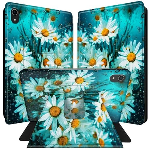 BPQOJB for iPad mini 6 Case for iPad mini 6th Generation Case 360 Degree Rotating PU Leather Smart Cover with Auto Wake/Sleep Tablet Cover for iPad mini 6 8.3 inch 2021 - Chrysanthemum Flowers