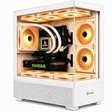 Evounic Gaming PC Desktop Computer, Liquid Cooled, Ryzen 5 up to 4.1GHz 6-Cores, GTX1050 GDDR5, 16GB DDR4 RAM, 512GB NVMe SSD + 1TB HDD, WiFi 6 & BT 5.4, 7× ARGB Fans，Windows 11 Gaming Tower