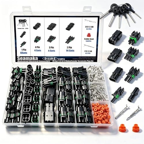 Seamaka 310Pcs 28 Kits Waterproof Automotive Electrical Connectors 1/2/3/4 Male&Female Automotive Replacement Electrical Accessories 22-14AWG