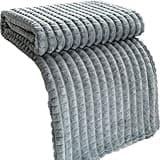 Throws for Sofas, Fleece Blanket King Size for Single Double Bed Adults,Blankets Fluffy Warm Soft Throw Plaid Armchairs Bedroom Couch All Season(Silver Gray,180x200cm)