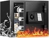 [𝟐𝟎𝟐𝟔 𝟑𝟓-𝐌𝐢𝐧 𝟏𝟕𝟎𝟎°𝐅] Fireproof Safe for Home, Money Safe for Cash, 𝟐𝟐𝐋𝐛𝐬 Fire Proof safes for Home Use, Wall Mounted Safes with Alarm System and LED Light