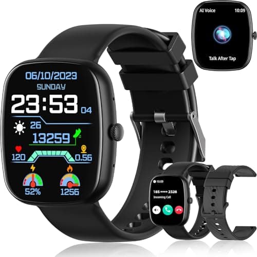 PEJE Smart Watch for Women Men (2 Bands), Bluetooth Call HD DIY Dial Smartwatch, Fitness Tracker with 120+ Sports Modes, Running Watch with Step Counter Heart Rate Sleep Monitor (Inches, 1.83, Black)