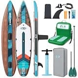 ZLX 11'6" Inflatable Paddle Board with Seat, Beginner-Friendly Stand Up Paddleboard, Removable Center Fin for Stability or Speed, Touring SUP Accessories for All Skill Levels, 500lb, Up to 3 Riders
