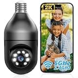 M LAOMENIE Light Bulb Security Camera, 2.4G&5GHz 2K Security Cameras Wireless Outdoor Indoor, Full Color Day and Night, Motion Detection, Audible Alarm, Easy Installation, Compatible with Alexa