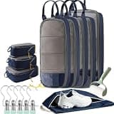 6-Piece Expandable Space-Saving Packing Cubes, 2026 New Compression Packaging Cubes, Durable Organizer Luggage Bags, for Travel, Suitcases Clothing Storage Bag Shoe Laundry，Navy：3pcs