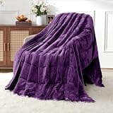 Uttermara Weighted Blankets for Adults Queen Size, 15lbs 60x80 inches Blanket with Soft Warm Plush Sherpa Fleece, Washable Thick Heavy Throw for Sleeping and Calming, Purple