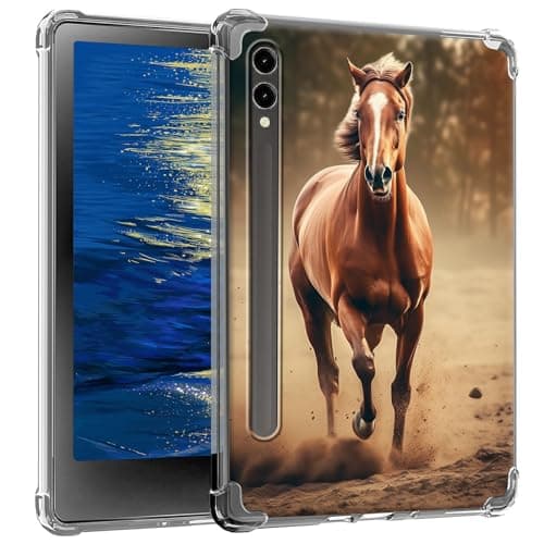 GFRGTFHYT Clear Case for Samsung Galaxy Tab S9 Ultra 14.6 inch 2023 [SM-X910/X916/X918] Slim Lightweight Soft TPU Transparent Silicone Shockproof Back Cover Case for Galaxy Tab S9 Ultra,Running Horses