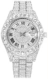 HUNRUY Hip Hop Watches for Men Iced Bling Diamond Luxury Quartz Watches with Date (42mm Face Silver Diamond)