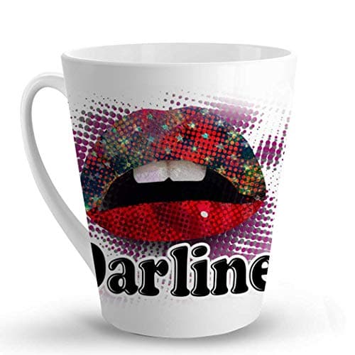 Makoroni - Darline Female Name - 12 Oz. Unique Ceramic Coffee Cup, LATTE MUG
