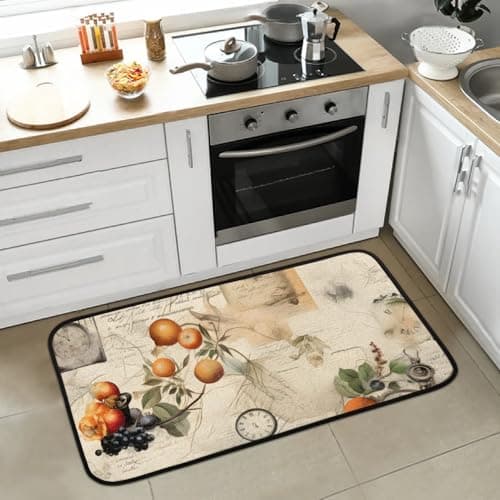 Hsnar Kitchen Mats for Floor Vintage Fruits Theme Kitchen Rugs Absorbent Non Slip Floor Mat for Kitchen Front of Sink Office Entryway Hallway 39x20 Inches
