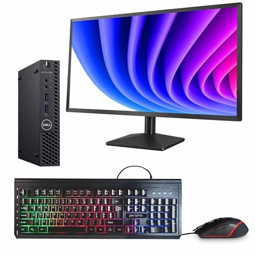 Dell OptiPlex 3060 Mini PC | Intel Core i5 8th Gen Hexa Core | 16GB RAM | 500GB SSD | Windows 11 Pro | 24" LCD Monitor | WiFi + Bluetooth | (Renewed)