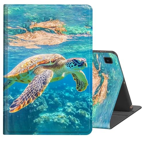 FKIUBWRY Case for Galaxy Tab A7 10.4 Inch 2022 2020 (SM-T509 T500 T503 T505 T507),Slim PU Leather Multi-Angle Stand Folio Heavy Duty Protective Cover with Auto Wake/Sleep,Cute Sea Turtle