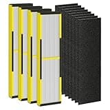 FLT4825 HEPA Filter B Replacement Fit for Germ Guardian Air Puri-fier AC4825 AC4825DlX AC4300 AC4900 AC4850, AC4825E Replacement Filter Fit for GermGuardian, 4 True HEPA + 8 Carbon Filters