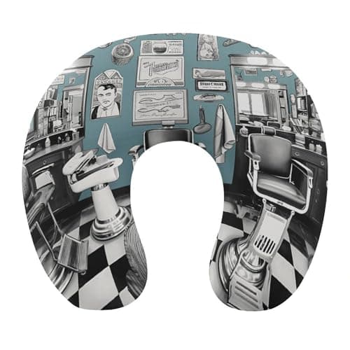 FekiLoot Barber Shop Travel Pillow,U Shaped Office Napping Pillow Support Neck and Head Comfortable Travel Neck Pillow U Shape Sleeping Essentials for Long Haul Flights