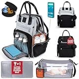 Award-Winning Baby Diaper Bag Backpack with Changing Station –Large Multifunction Waterproof Diaper Bag, Warm Bottle Pockets, Travel Baby Organizer Mom & Dad, Baby Essentials Must Have, Newborn Gift