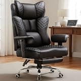 GTPLAYER Big and Tall Office Chair Wide Ergonomic Gaming Chair with Deluxe Embossing Designed Leather with Foot Rest,150°Reclining Adjustable Soft Armrests Pocket Spring Back Support and Pillow