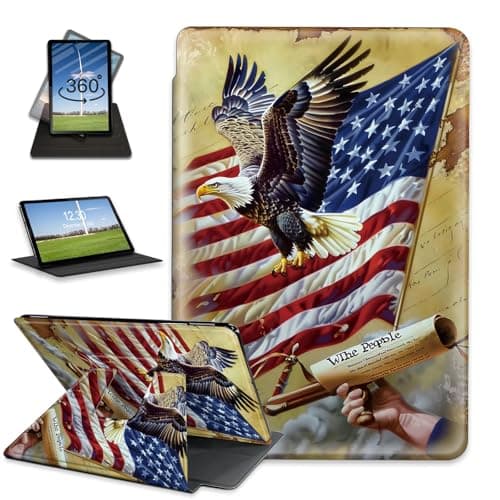 FQSXFIFN Case for Kindle 10th Gen 2019 Rotating, Auto Wake Sleep for Kindle 10th Gen 2019 6'' Case Leather, Eagle Flag Folio Leather Stand Case for Woman Man
