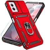 SunStory Phone Case for Motorola Moto G Power 5G 2024 Case with HD Screen Protector & Slide Camera Cover & Kickstand, [Military-Grade] Phone Case for Motorola G Power 2024 (Red)