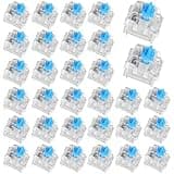 30Pcs Blue Switch Replacement, 3 PIN Mechanical Keyboard Switches, Clicky with Strong Tactile Feedback, Accurate Typing, Dustproof, Office and Gaming LED Keyboard Universal Replacement Parts
