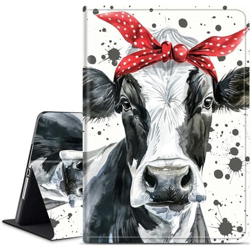 Dikoer for All-New Amazon Fire HD 8 & 8 Plus (12thn/10th Generation, 2024/2022/2020 Release) Kickstand Case, PU Leather Multiple Viewing Angles Stand Smart Cover with Auto Wake/Sleep, Cute Cow