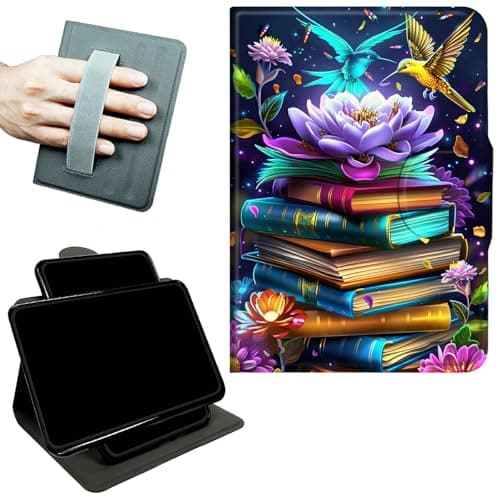 RWUTYTIUL Rotating Handle Case for Samsung Galaxy Tab A11 Plus 2026/A9 Plus 11" 2024, 360 Degree Swivel Kickstand with Magnetic Closure Shockproof Leather Protective Cover for Women Men, Book Lotus
