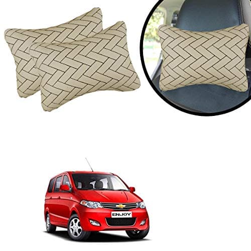 Adroitz Beige Car Cushion in Zig-Zag Design Material Leatherette_743