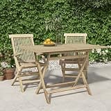 KLGBNCVE Solid Wood Teak Folding Patio Table 47.2x27.6x29.5 Inches Gray Outdoor Table with Parasol Hole