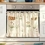 Oven Skirt Curtain for Kitchen Decor with Pockets, Mushroom Botanical Stove Cover Skirt with 8 Ribbon Ties, Farmhouse Oven Door Curtain Ruffle Dishwasher Cover for Kitchen Cabinet Decor, 21 x 29 Inch