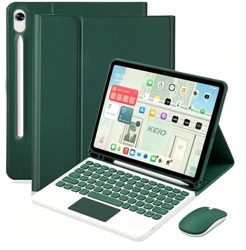 QYiiD Keyboard Case for Galaxy Tab S10 FE Plus 13.1"/Tab S10 FE+ 13.1, Multi-Touch Trackpad, 2.4G Mouse, Wireless Detachable Bluetooth Keyboard Cover with S Pen Holder for S10 FE Plus, DrakGreen