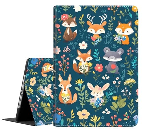 Case for 9.7 Inch 2017 2018/Ipad air/Ipad Air 2， Auto Sleep/Wake Multi-Angle Viewing Slim Folio Stand Cover Case for Ipad 6th/5th Generation，Cartoon Animal Forest Fox