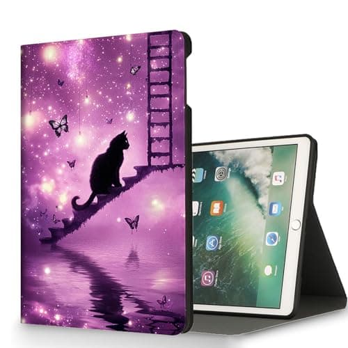 RUUHLJLET for Microsoft Surface Go 4/3/2/1-10.5" 2021 Tablet Case,Auto Wake/Sleep,Adjustable Stand Protective Cover - Purple Galaxy Cat